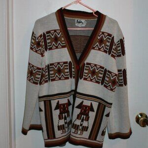 1970s Aztec southwest knitted cardigan Size Medium